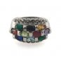 Multi Color Gemstone Band Statement Cocktail 925 Sterling Silver Ring
