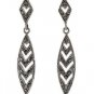Multi Layer Marquise Dangle Vintage Marcasite 925 Sterling Silver Earrings