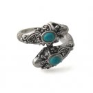 Wrap Dragon Naga Head Blue Stone 925 Sterling Silver Coil Ring
