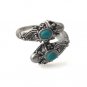 Wrap Dragon Naga Head Blue Stone 925 Sterling Silver Coil Ring