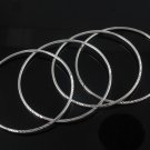 7.5" 4pcs 1.5mm Shiny Round Hoop 925 Sterling Silver Bangle Bracelet