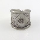 Hammered Stamped Band Cross Ring Free Size Sterling Silver Ring Karen