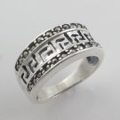 Chinese Square Band Marcasite 925 Sterling Silver Ring