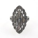 Marquise Stone Diamond Shape Moonstone Labradorite 925 Sterling Silver Ring