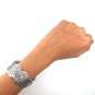 7.5" Braid Snake Chain 925 Sterling Silver Bracelet Floral Engrave
