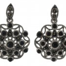 Elegant Star Sunburst Color Stone Marcasite 925 Sterling Silver Earrings