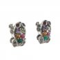Prince Frog Marcasite Multi Color Stone 925 Sterling Silver Stud Earrings