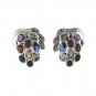 Grape Fruit Marcasite Multicolor Gem Stone 925 Sterling Silver Stud Earings