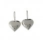 Plain Polish Puffy Heart Dangle Hook 925 Sterling Silver Earrings