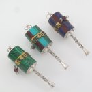 Tibet Prayer Wheel Mani Wheel Turquoise 925 Sterling Silver Pendant Buddhist