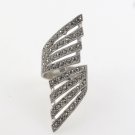 Elegant Fringe Wrap Marcasite 925 Sterling Silver Ring Vintage