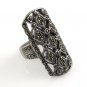 Rhombus Cluster Rectangle Marcasite 925 Sterling Silver Ring