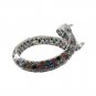 7" Elegant Dragon Multicolor Band Gemstone Marcasite 925 Sterling Silver Bangle