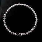 7" Facet Cut Round Bead Ball 4.5mm Chain Link 925 Sterling Silver Bracelet