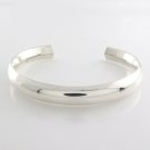 6.5" 10mm Plain Polish 925 Sterling Silver Dome Band Cuff Open Bracelet