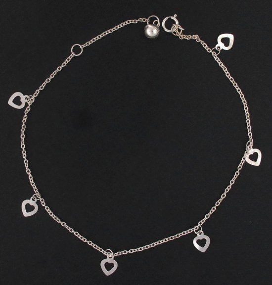 10" Multi Love Open Heart Dangle 925 Sterling Silver Chain Anklet Ankle Bracelet