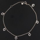 10" Multi Love Open Heart Dangle 925 Sterling Silver Chain Anklet Ankle Bracelet