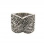 Cross Wavy Line 925 Sterling Silver Marcasite Ring
