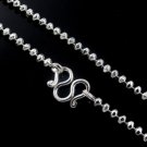 2.5mm Round Bead Disco Ball Diamond Cut Facet 925 Sterling Silver Chain Necklace