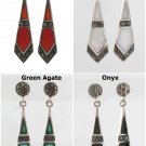Point Triangle Drop Marcasite Stone 925 Sterling Silver Earrings