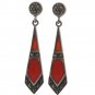Point Triangle Drop Marcasite Stone 925 Sterling Silver Earrings