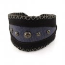 7.5" Purple Stud Genuine Snake Skin Leather Cuff Bracelet Men's