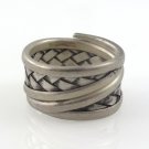 Spiral Line Weave Sterling Silver Ring Handmade Free Size