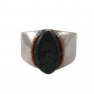 7" Teardrop Pear Turquoise Stone Coral Dot 925 Sterling Silver Cuff Bracelet