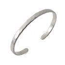 6.5" 7mm Hammered Band Flat Shiny 925 Sterling Silver Open Cuff Bracelet Polish