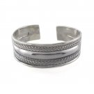 6.75" Smooth Braid Edge Bali 925 Sterling Silver Cuff Open Bracelet Polish
