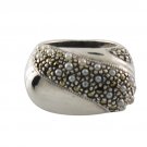 Milky Way Star Cross Band 925 Sterling Silver Vintage Marcasite Ring