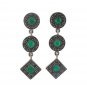 Circle Square Geometric Drop Natural Stone Marcasite 925 Sterling Silver Earring