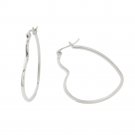 Heart Shape Hoop Snap 925 Sterling Silver Earrings Plain Polish