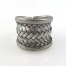 Karen Hill Tribe Dented Basket Weave Band Sterling Silver Ring Handmade Free Sz