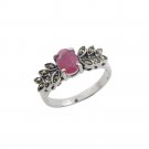 Vintage Red Ruby Gemstone 925 Sterling Silver Ring