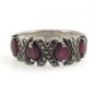 Ruby Stone X Cross Row Marcasite 925 Sterling Silver Ring