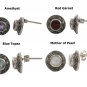 Round Button Bezel Inlay Stone 925 Sterling Silver Marcasite Stud Earrings
