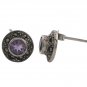 Round Button Bezel Inlay Stone 925 Sterling Silver Marcasite Stud Earrings