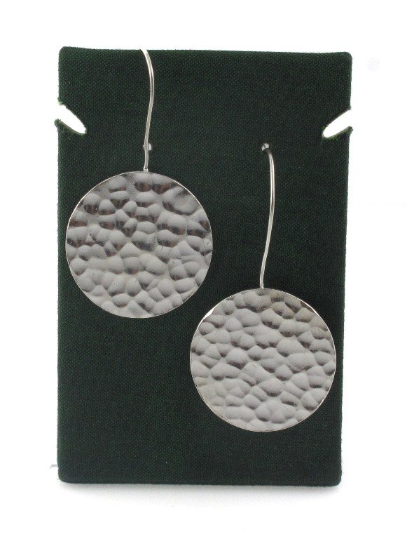 Flat Circle Round Hammered 925 Sterling Silver Earrings Karen Hill Tribe