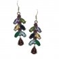 Grape Fruit Branch Multi Color Gem Stone 925 Sterling Silver Dangle Earrings