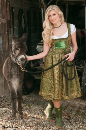 NEW German Festival 3pc  Mini Dirndl Dress + Blouse + Apron Orange Color