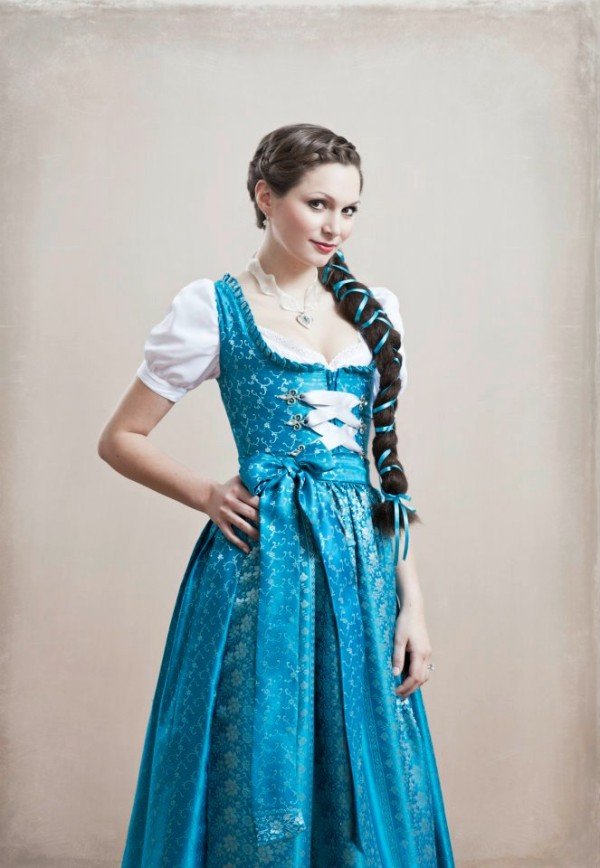 New German Traditional 3pc Dirndl Dress Blouse Apron