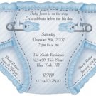 Personalized Baby Shower Diaper Invitations (ccdiaper103) contour cut to shape of diaper