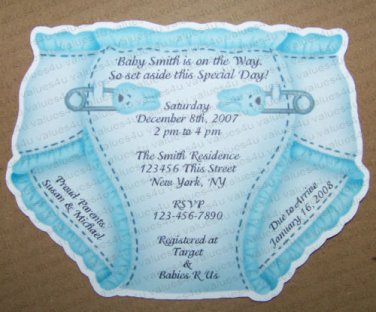 Personalized Die Cut Diaper Baby Shower Invitaitons (ccdiaper103)
