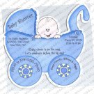 Personalized Die Cut Carriage Baby Shower Invitations NEW! Assorted Colors