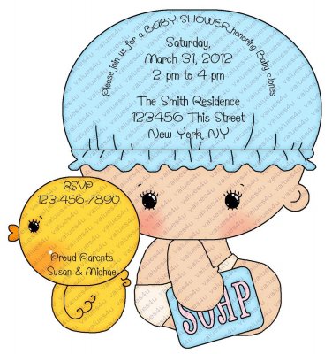 Contour Cut Laser Guided Baby Shower Invitation (ccbabyboy102)
