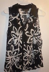 inc womens 2 pc blouse size XL NWT lace over top with cami black/white