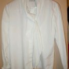 Womens Liz Caiborne white button front long sleeve blouse top shirt size 4 Petit