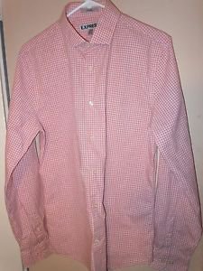 Express Mens Orange Long Sleeve button front dress shirt in size M 15-15 1/2
