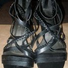 Women's SBICCA of California size 7 1/2 strappy zip back black leather sandals